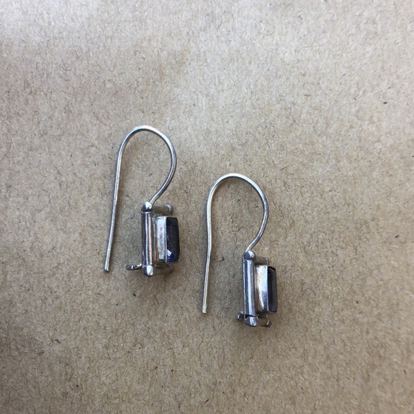 925 sterling silver earrings with emerald cut purple gem - Picture 7 of 7